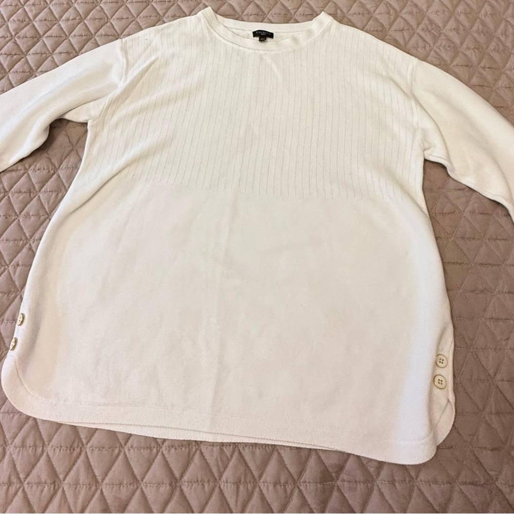 Talbots Double Buttons On Side Funnel Neck Tee Si… - image 1